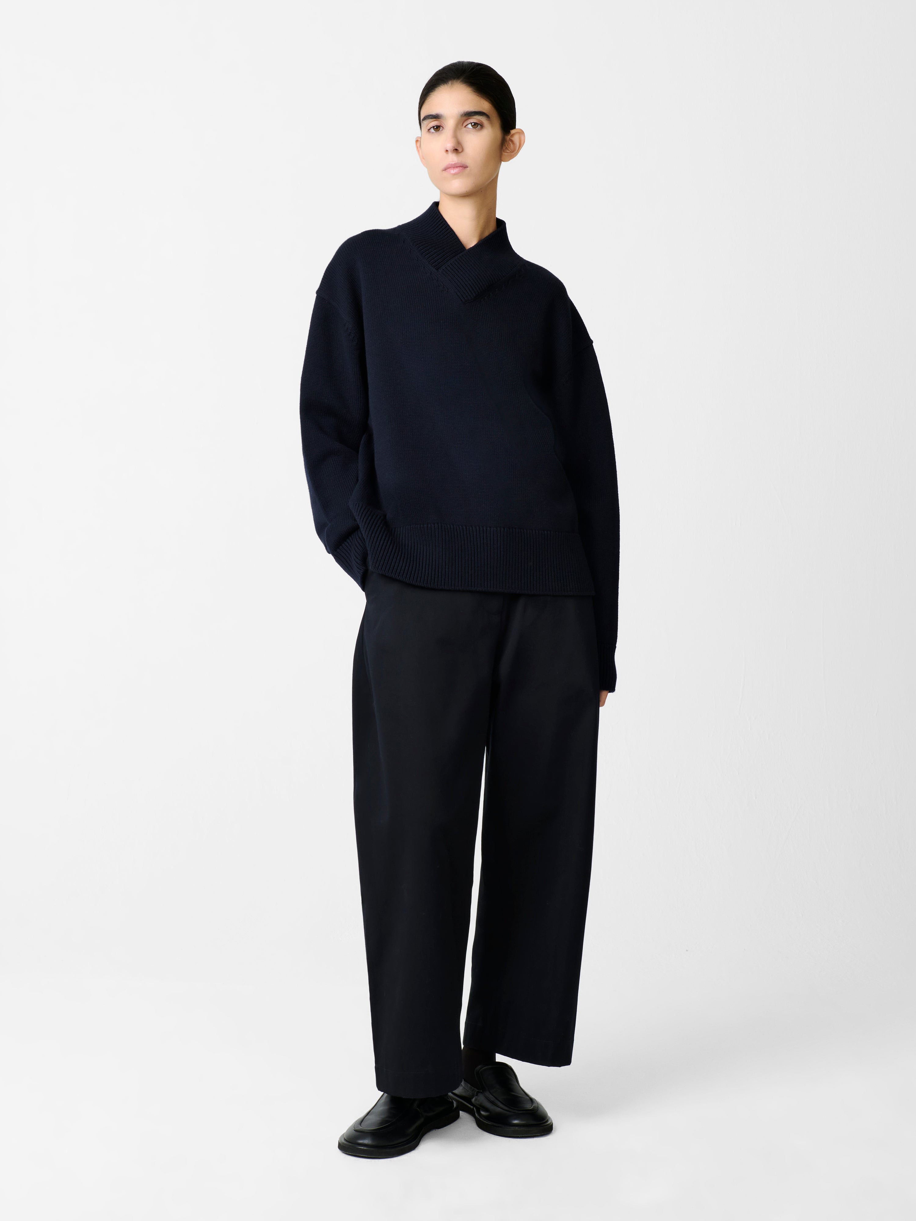 Chalco Twill Pant in Darkest Navy | Barrel Leg | Studio Nicholson