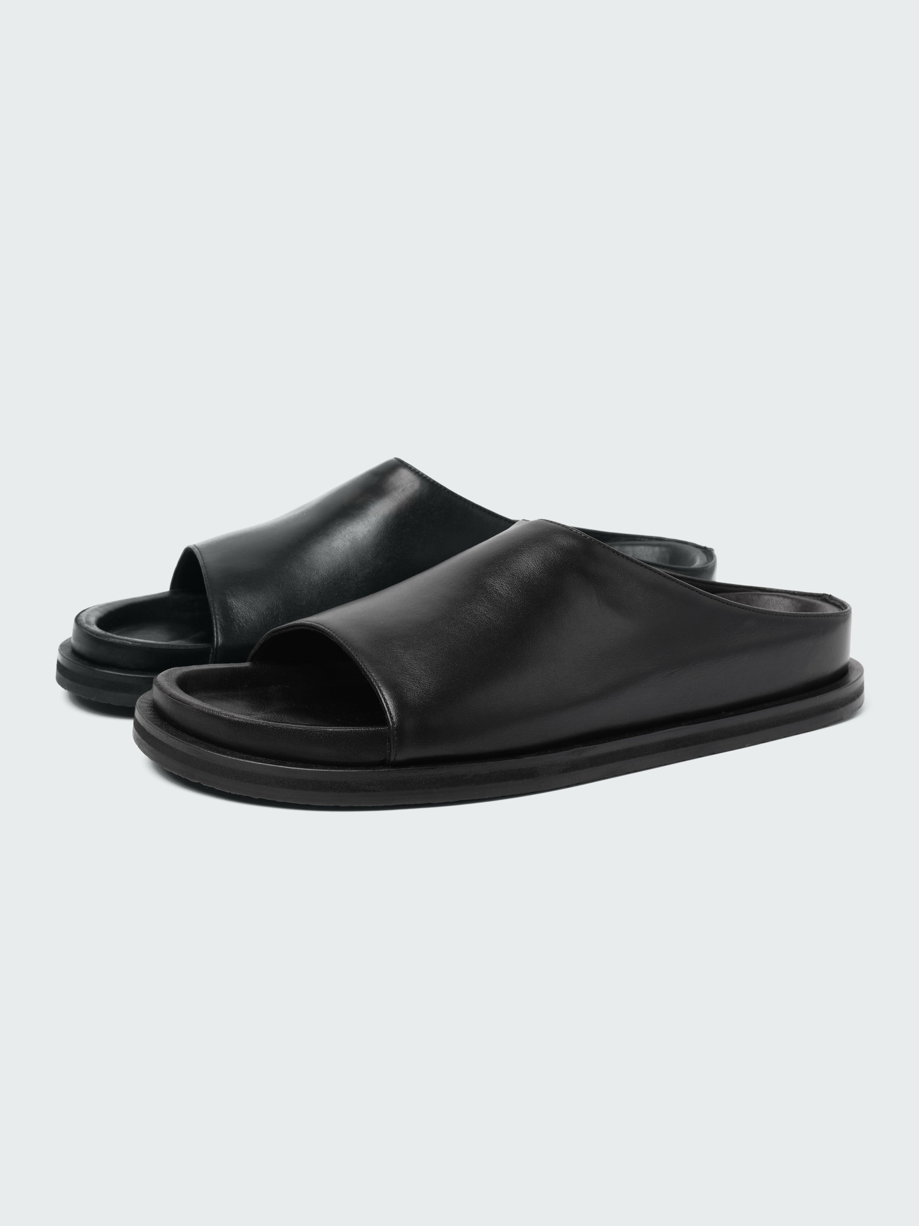 Men s Spring Sandal in Black Leather Slide Studio Nicholson