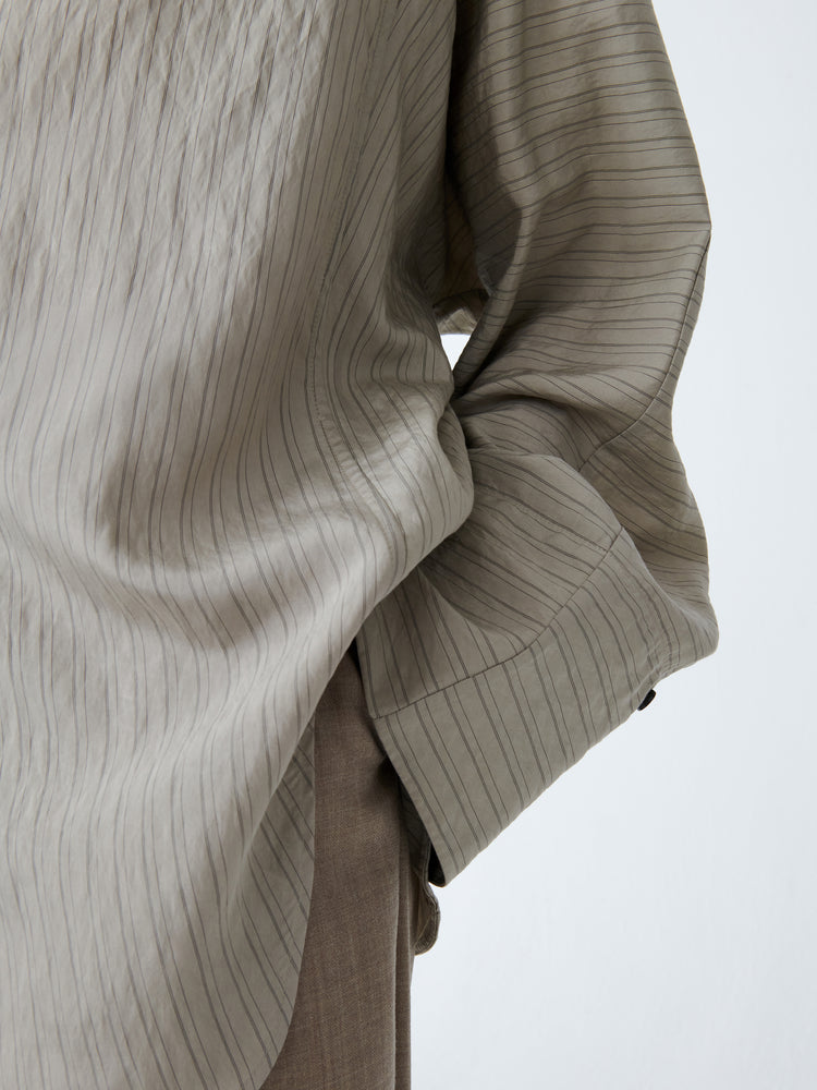 Bonsho Shirt in Pebble / Black Stripe