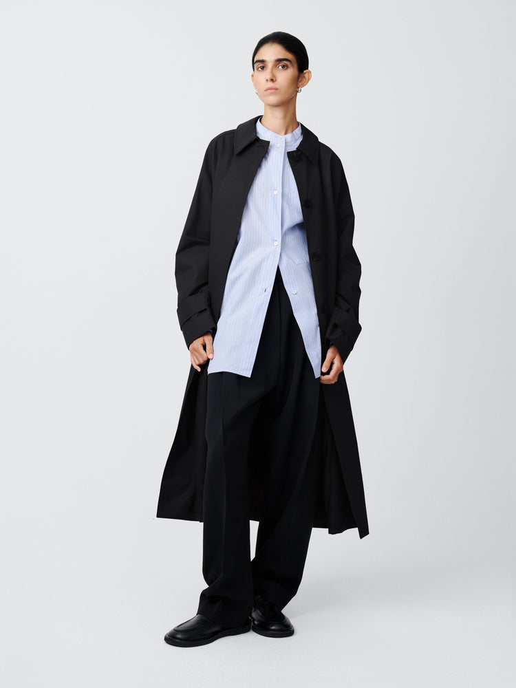 Holin Coated Cotton Coat in Black Grape