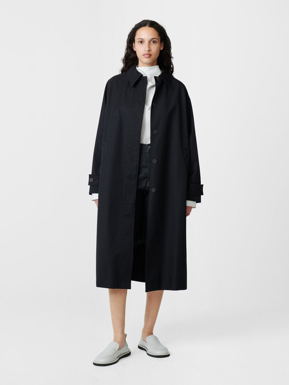 Holin Coated Cotton Coat in Black Grape