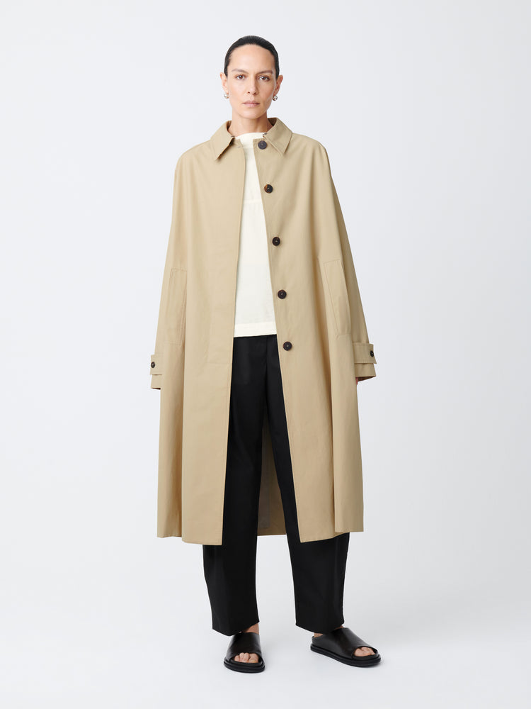 Holin Technical Cotton Coat in Tan