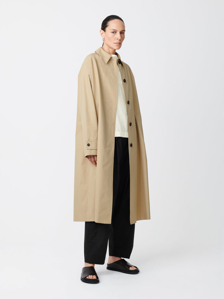 Holin Technical Cotton Coat in Tan