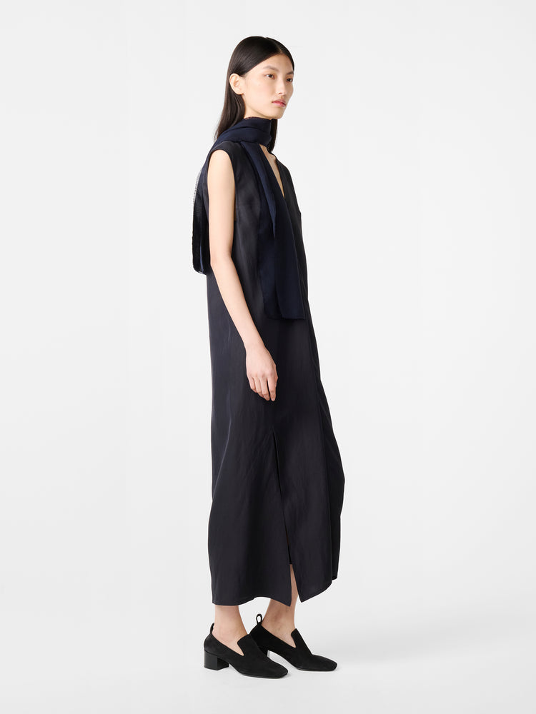 Lise Linen Dress in Darkest Navy