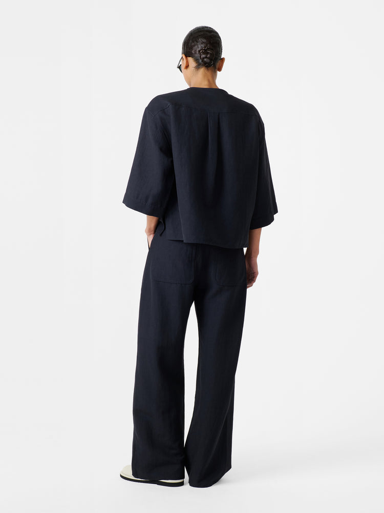 Pravin Linen Pant in Darkest Navy