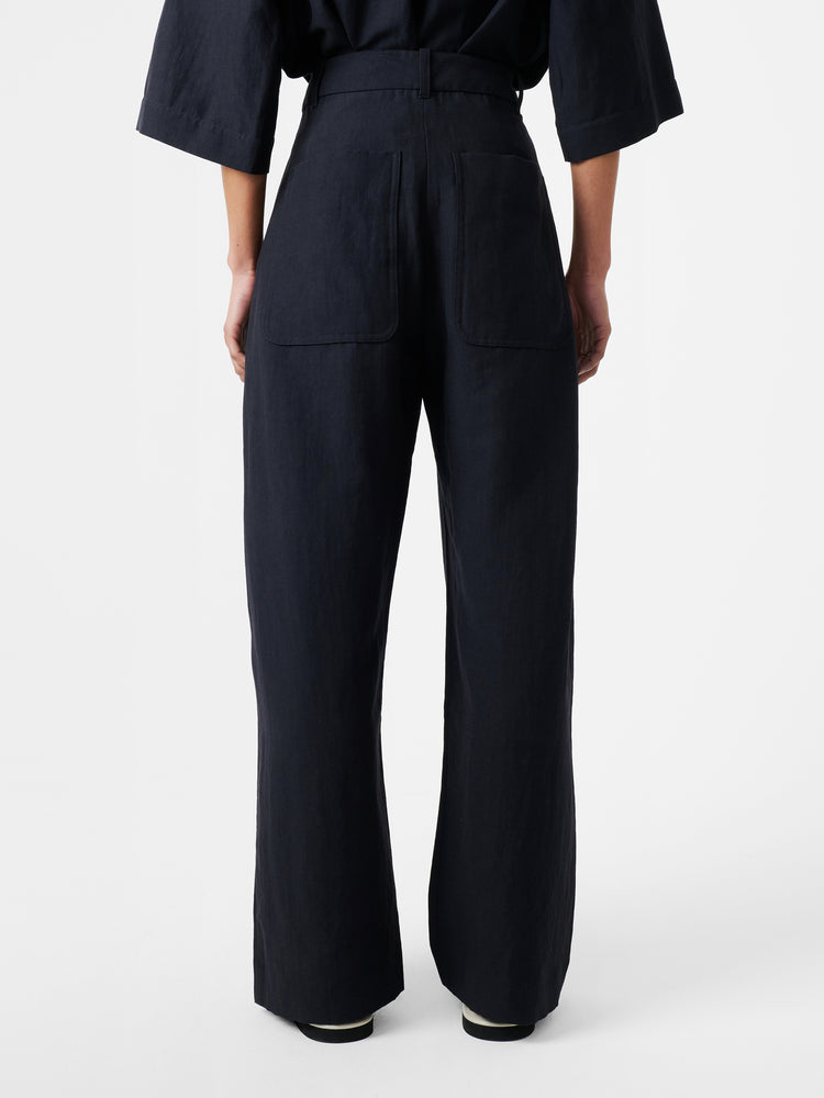 Pravin Linen Pant in Darkest Navy