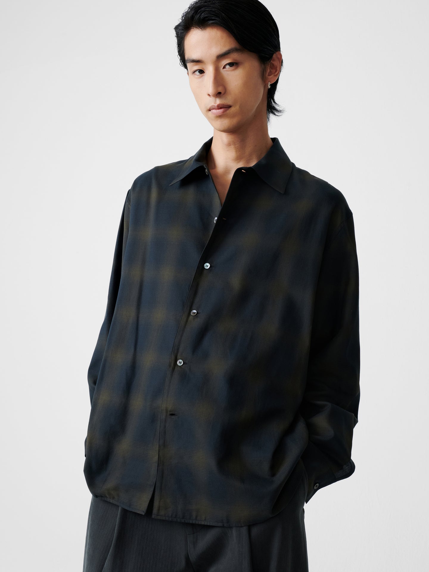 Ray Shirt in Black / Chocolate Brown Check