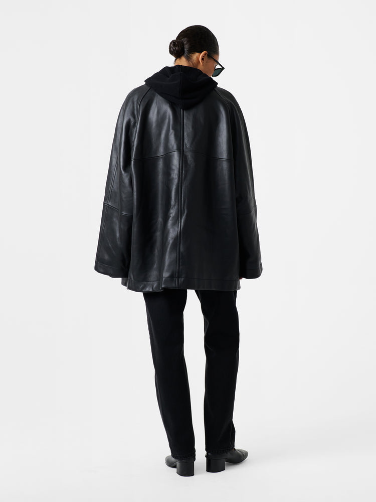 Ridger Leather Coat in Black