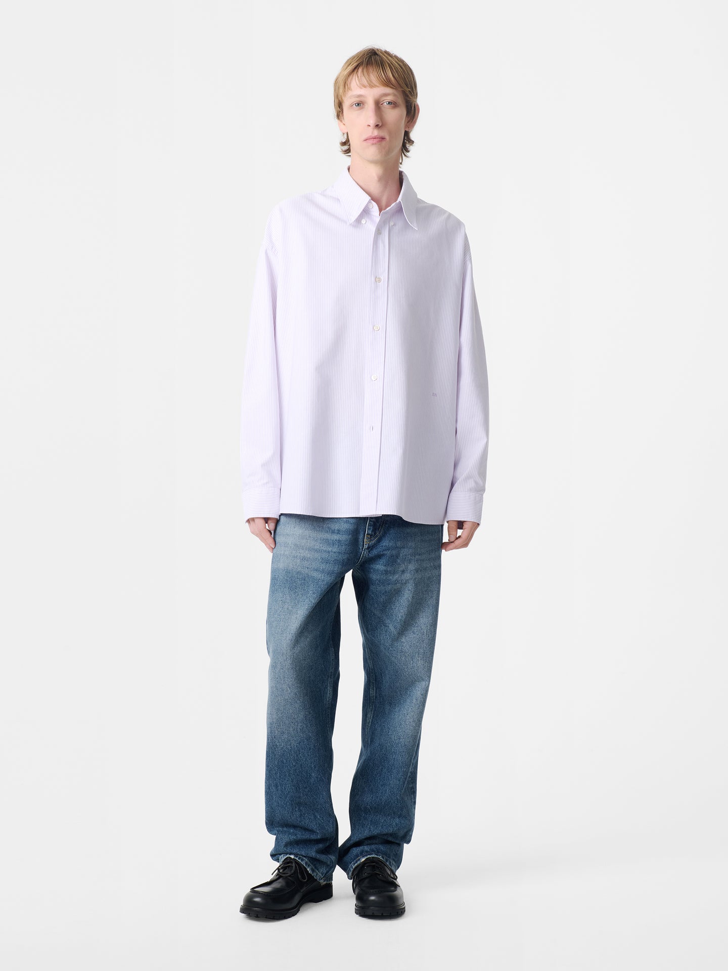 Ruskin Shirt in Lilac Stripe