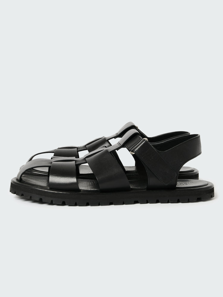 Men's Sandom Leather Sandal in Black