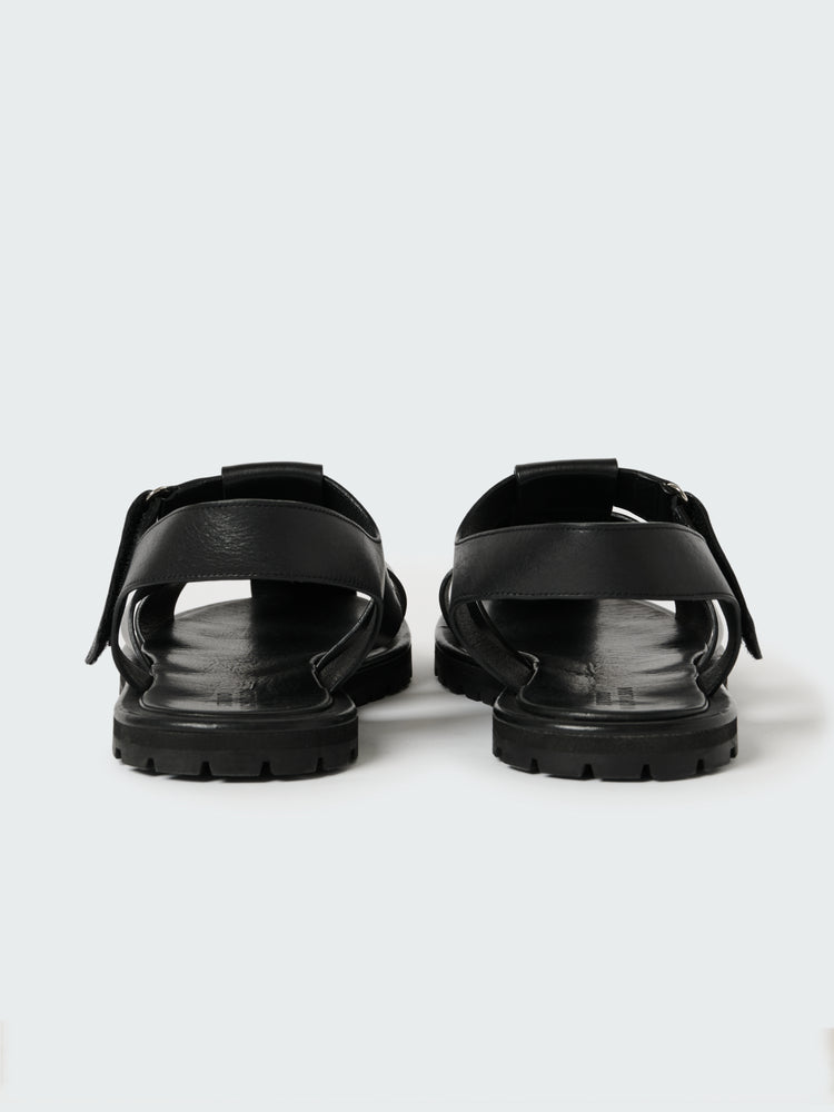 Men's Sandom Leather Sandal in Black