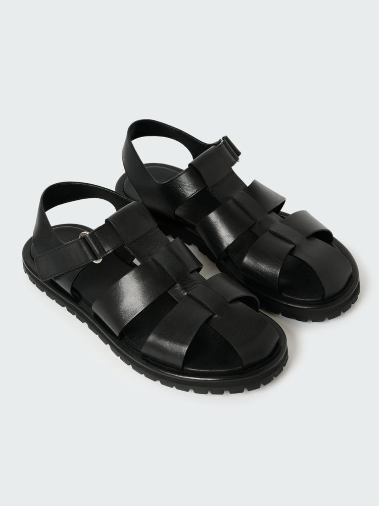 Men's Sandom Leather Sandal in Black