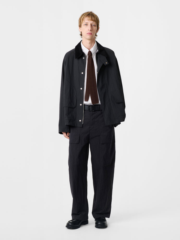 Towa Organic Cotton Jacket in Washed Black