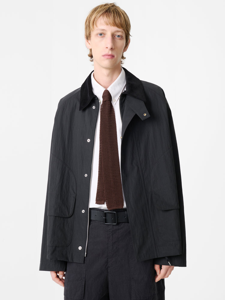 Towa Organic Cotton Jacket in Washed Black