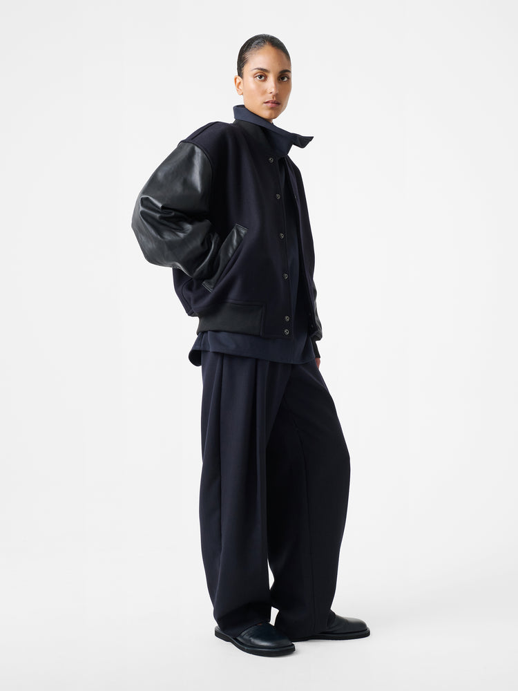 Vai Tropical Wool Pant in Darkest Navy