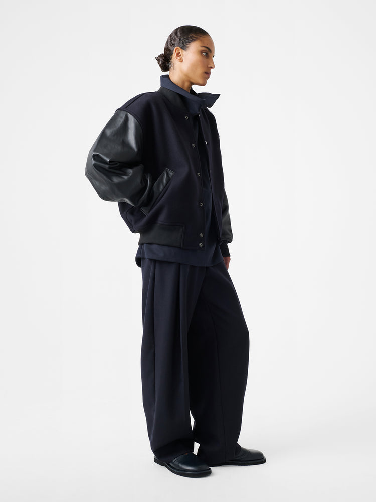 Vai Tropical Wool Pant in Darkest Navy