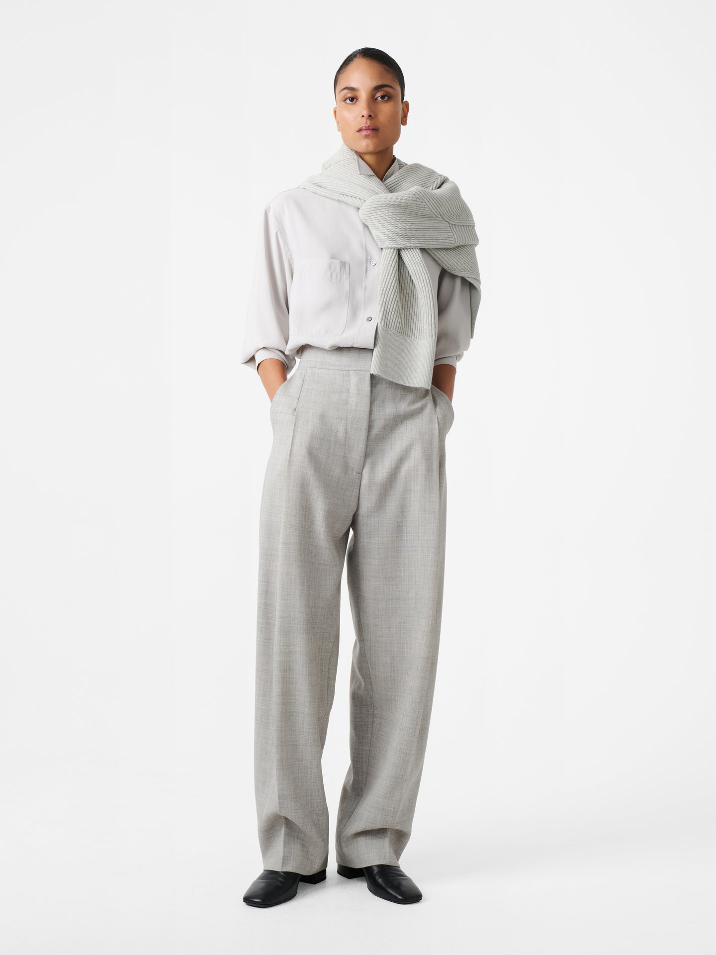 Vai Tropical Wool Pant in Ice Melange