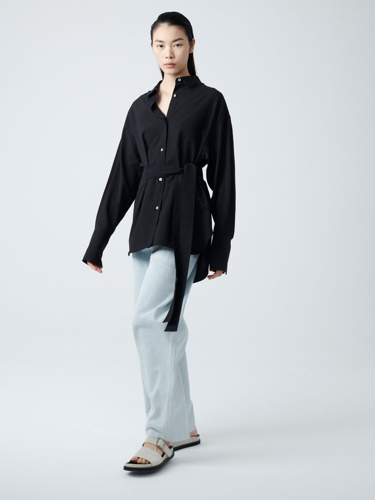 Condell Crepe Shirt in Black