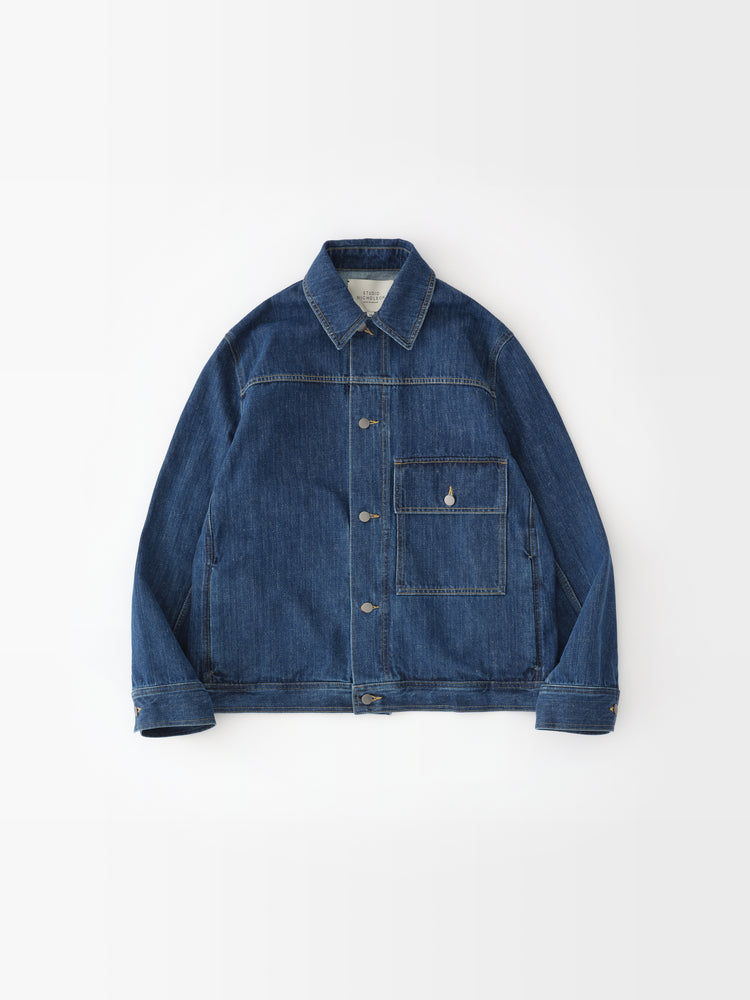 Lazar Washed Denim Jacket in Indigo– Studio Nicholson