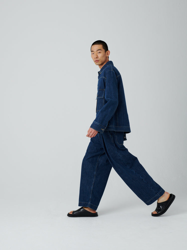 Lazar Washed Denim Jacket in Indigo– Studio Nicholson